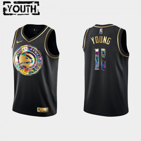 Maillot Basket Atlanta Hawks Trae Young 11 Nike 2021-22 Noir Golden Edition 75th Anniversary Diamond Swingman - Enfant